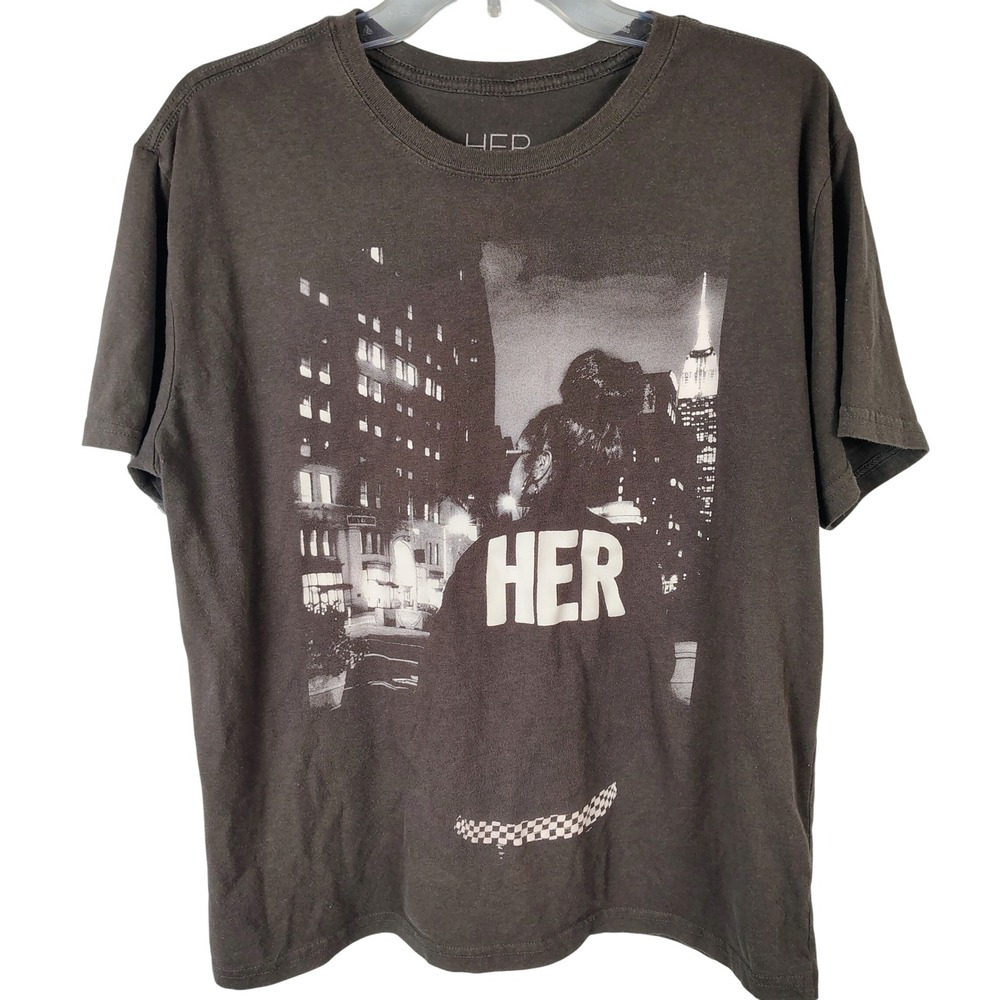 Mens XL H.E.R. Graphic Tour T-Shirt Black Cotton Blend Streetwear NYC‎